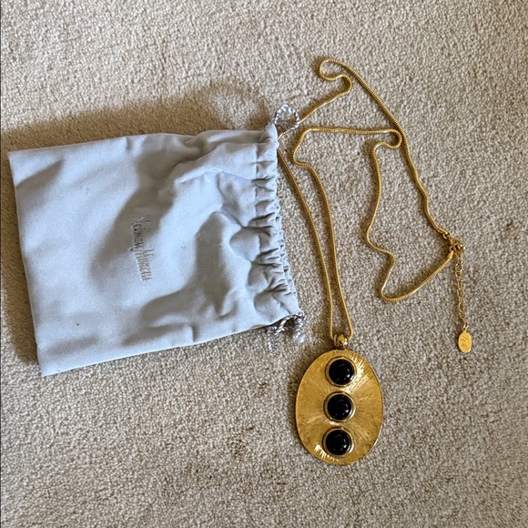 Gold Necklace with Black Accents - Picture 1 of 1
